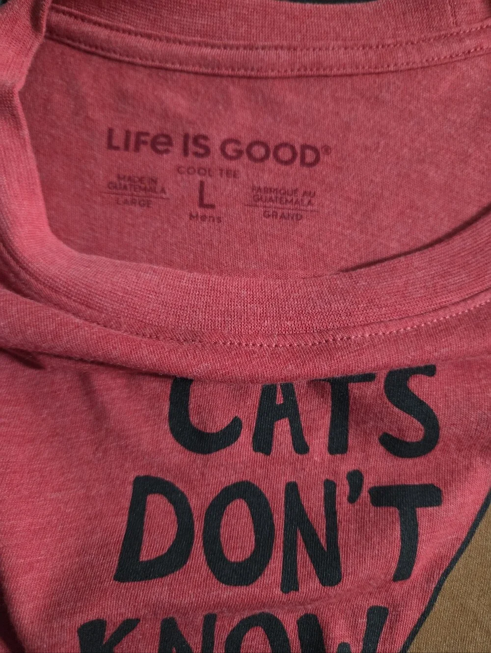 Life Is Good Red Long-Sleeve Pet Tee with Playful Dog Graphic. L. NWT